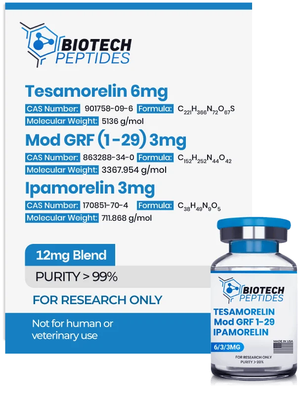 Tesamorelin & CJC-1295 (Mod GRF 1-29) & Ipamorelin Blend (12mg) Tesamorelin & CJC-1295 (Mod GRF 1-29) & Ipamorelin Blend (12mg)